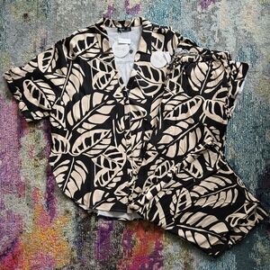 You + All Black & Cream Tropical Print Vacation Set NWT